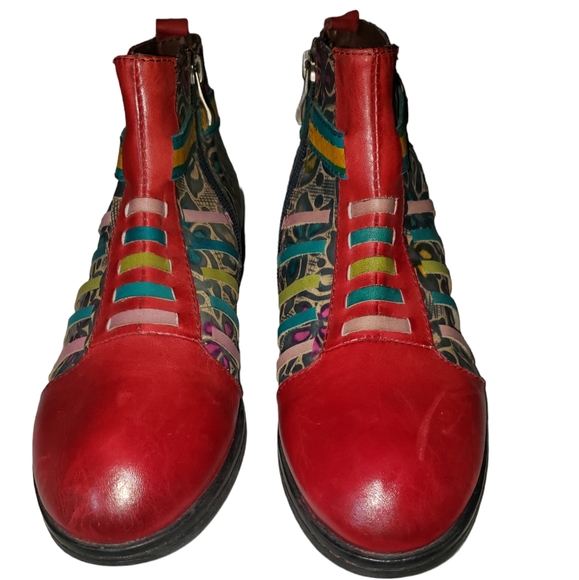 Socofy Retro Leather Ankle Booties sz.7.5 - Picture 3 of 7